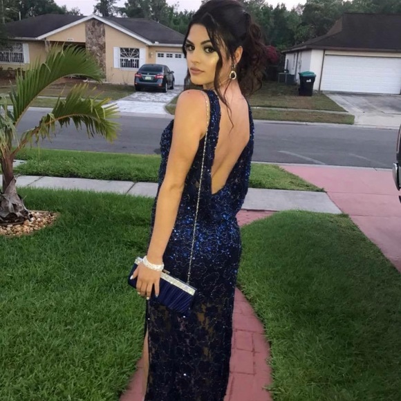 Dark Blue Evening Gown - Picture 2 of 3